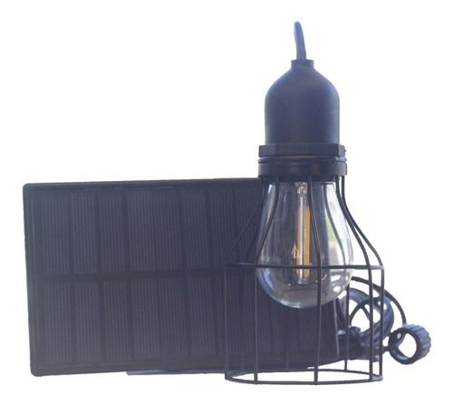 Luminaria Colgante Jaula Panel Solar Y Lampara Led Con Cable