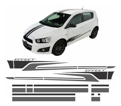 Adesivo Chevrolet Sonic Effect Faixas Kit Completo Sonc01