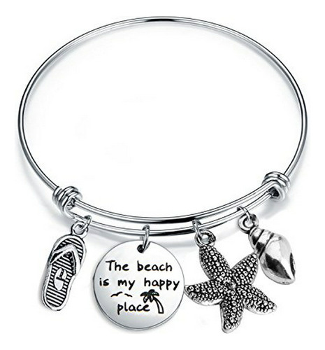 Pulsera  La Playa Es Mi Lugar Feliz  Compatible Con Amantes 