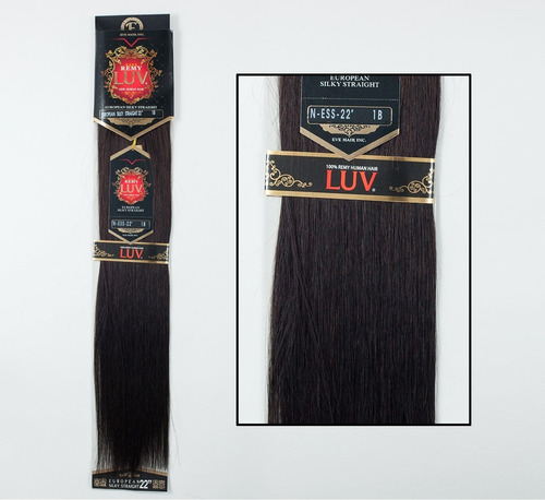 Extension Luv Remy 100% Humano Remy 22 PLG 1.5mts Basicos Color #1B Negro Natural