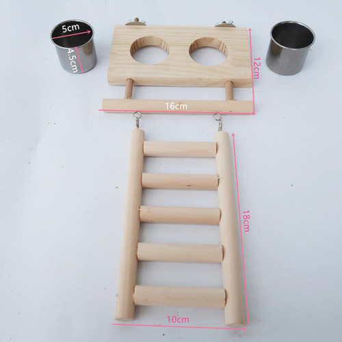 Parrot Playstand Feeder Cups Patio De Juegos De Madera