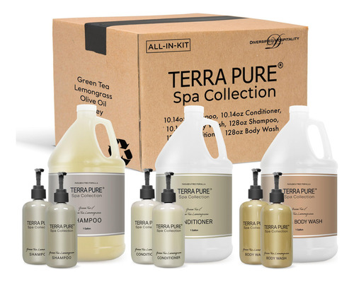  Terra Pure Spa Collection - Juego De Galones Y Dispensadores