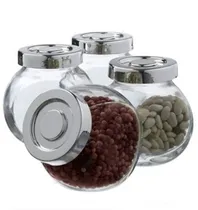 Comprar Set X4 Especieros Frascos 2 Posiciones Vidrio Tapa Cromada