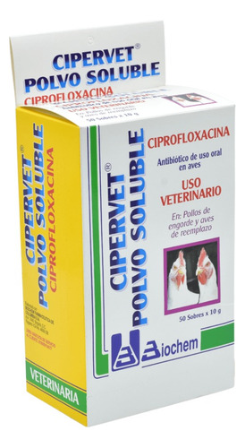 Ciprofloxacina Polvo Cipervet X 10 Gr Y A