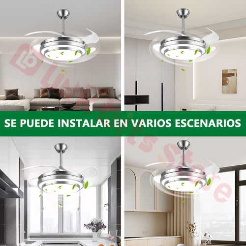 Ventilador De Techo Megaluz Moderna F500vl01a Con Luz