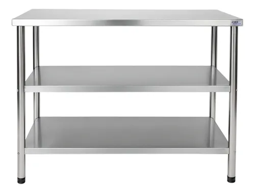 Mesa Bancada Inox Aser Com Prateleiras 1,10x0,50m