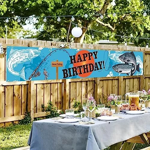 Kimini-ki Gone Fishing Banner De Cumpleaños, Decoraciones De