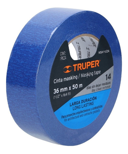 Masking Tape Azul 1 1/2'' 50 Mts Enmascarillar Truper 12623