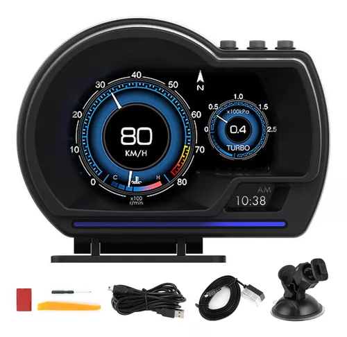 Pantalla digital HUD para coche, velocímetro HUD, pantalla de brújula GPS,  recordatorio de conducción de fatiga, pantalla universal para todos los