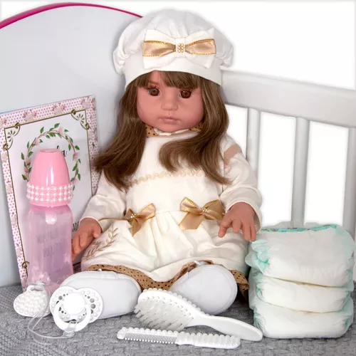 Boneca Baby Infantil de Roupa de Xodó Bege Realista - Chic Outlet -  Economize com estilo!