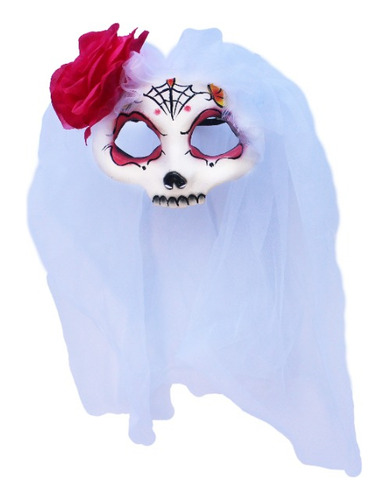 Antifaz Catrina Con Belo Blanco Disfraz Halloween Fiesta