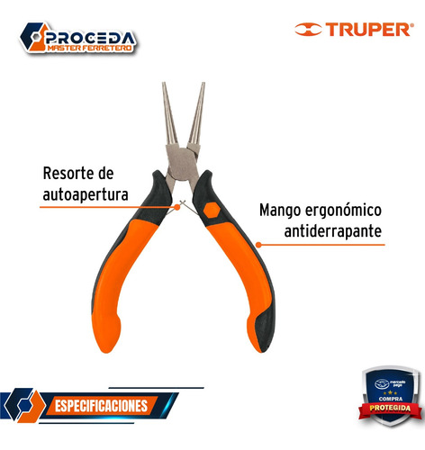 Pinza Miniatura 5'' Punta Redonda Truper 17370