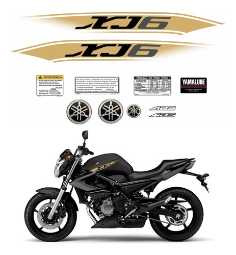 Kit Adesivos Dourado Moto Yamaha Xj6 2011 2012 Ca-13518