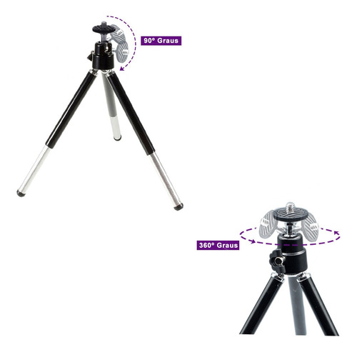 Imagem 5 de 6 de Mini Tripé De Mesa Para Câmeras Compactas E Webcam - Preto