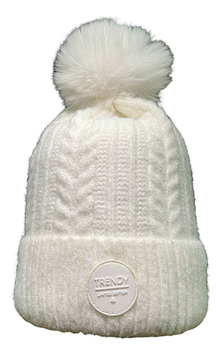 Gorro De Lana Trendy Mujer Liso Invierno 13804 Blanco