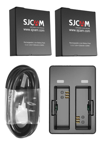 Pack Cargador Y Dos Baterías De Cámaras Sjcam Sj10 Y Sj11 