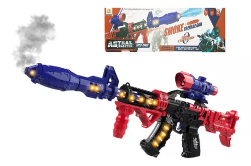 Pistola Lança Dardos Mini Uzi Azul Arminha Brinquedo Gun