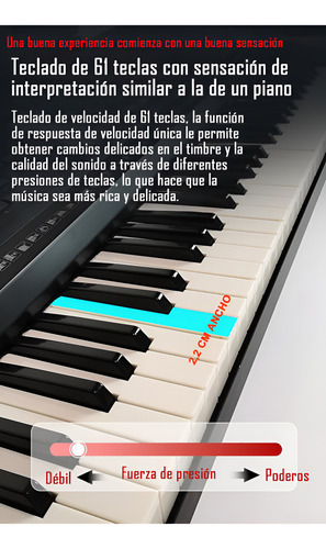 Teclado Musical Profesional 61 Teclas Ym758 Midi Polea Doble
