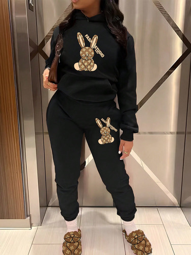Conjunto De Sudadera Con Capucha Y Pantalón Para Con Estam