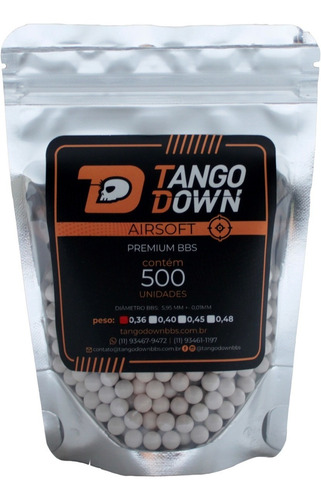 Munição Bbs 0.36g Airsoft Tango Down 500 Un 