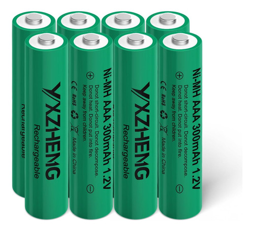 8pcs Aaa Battery 1.2v Rechargeable Nimh 300mah For Outs...