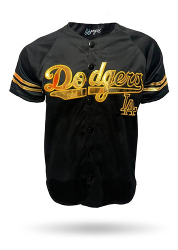 Jersey Casaca Beisbol Dodgers Negra Dorada Bordada Baseball 