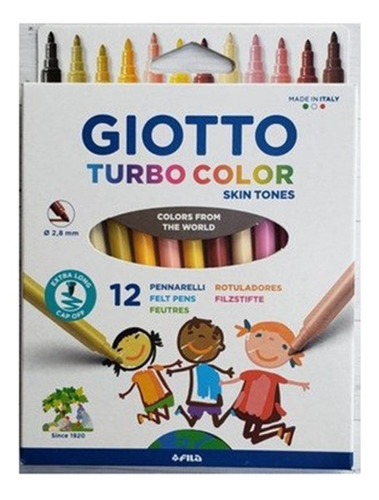 Marcadores Fibras Giotto Turbo Color Skin Tones Piel X 12