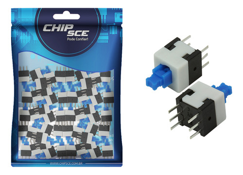 50x Chave Push Button 6 Polos Com Trava 8mm - Alta Qualidade