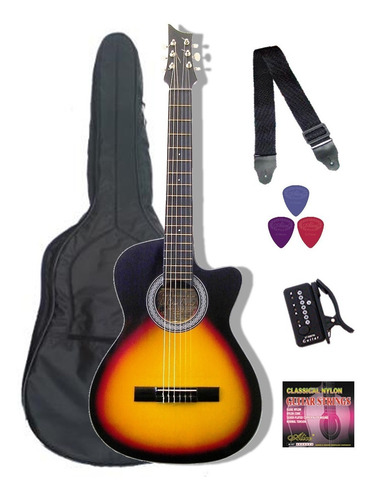 Kit Guitarra Acustica Con Boquete+afinador+correa+forro Y+++