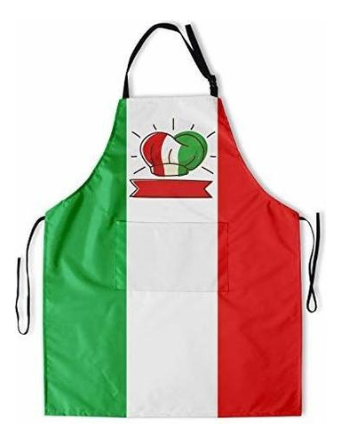 Delantal Con Babero Con Bandera Italiana Ajustable - De