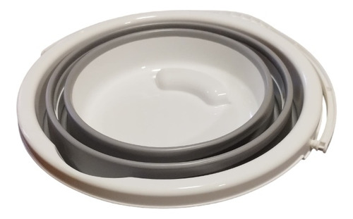 Balde De Silicona Plegable 10 Litros Laffitte Náutica Pesca Gris Con Blanco