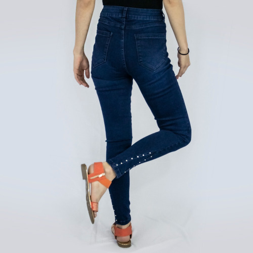 Jeans / Jeggings Azul Oscuro Con Tachas