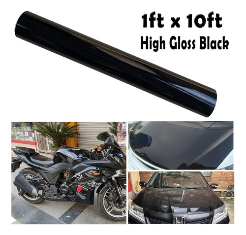 Rollo De Vinilo Negro Brillante Para Coche Lypumso De 1 Pie