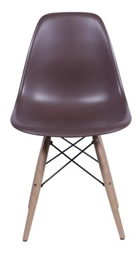 Cadeira de jantar BoxBit DKR Eames base madera, estrutura de cor  café, 1 unidade