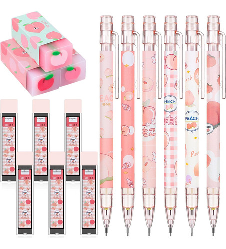Juego De 15 Lápices Mecánicos Kawaii, Bolígrafo De Regalo De Melocotón.