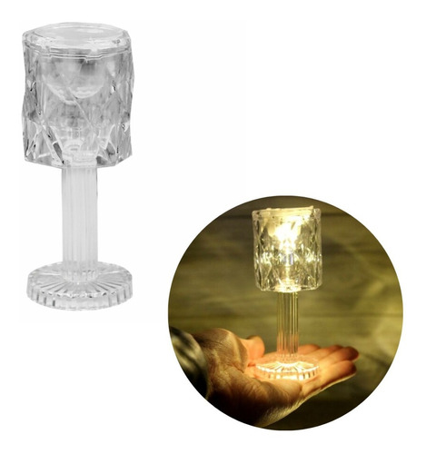 Imagen 1 de 10 de Adorno De Mesa Led Con Pie Vela Luminosa Cristal Decoracion
