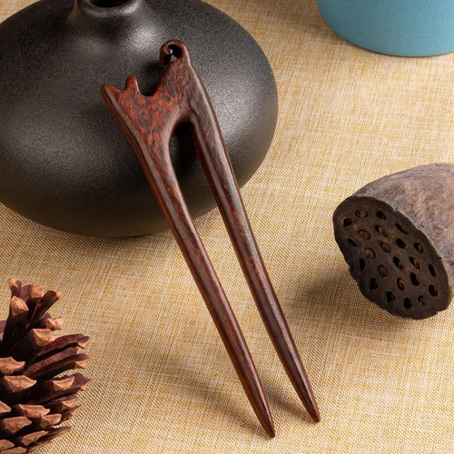 2 Palitos De Madera En Forma De U, Hechos A Mano, Tallados A