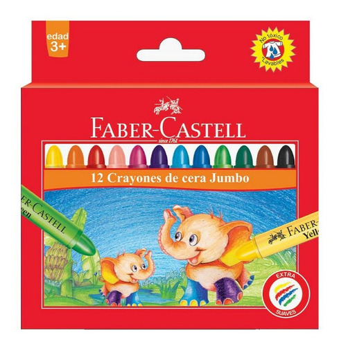 Crayones De Cera Jumbo X12 Colores Faber Castell