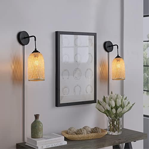 Lámparas De Pared De Mimbre Con Interruptor Para Sala De Est