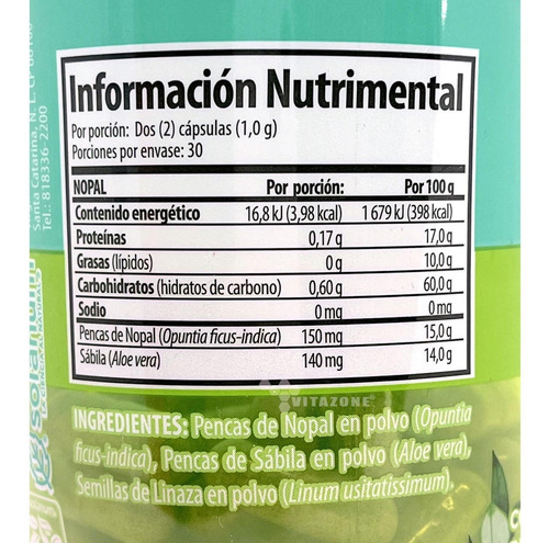 Solanum Nopal + Sábila - 60 Caps - 500mg - Sin sabor