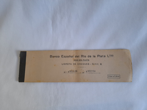 Antigua Libreta De Cheques O Chequera Banco Español (Usado)