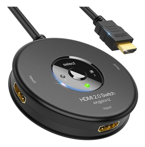 Conmutador Hdmi 4k 60hz Divisor Hdmi 3 En 1