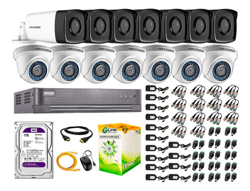 Kit 14 Cámaras Seguridad It3f Hikvision Full Hd 1tb | 40m Ir