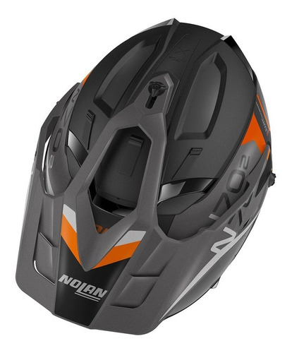 Casco Nolan N70-2x Bungee N-com Doble Proposito Naranja Gris