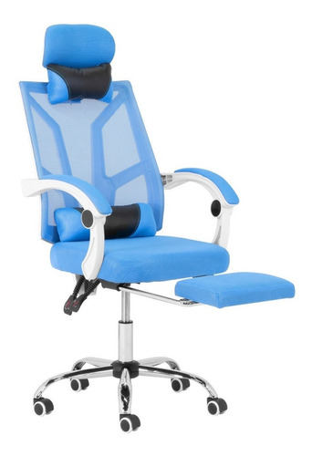 Silla Ejecutiva Reclinable Onof Respaldo Malla Ergonomica Color Azul