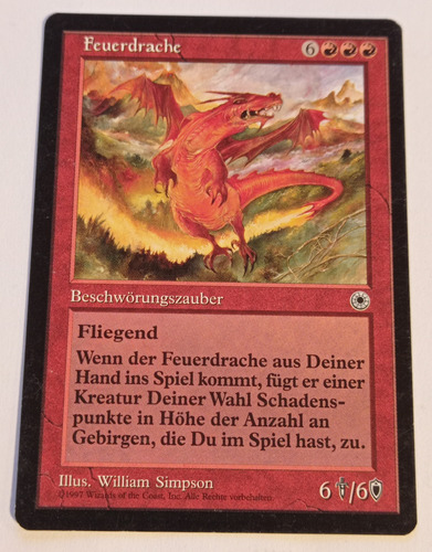 Carta Magic Fire Dragon -aleman- [portal] Mtg Creature