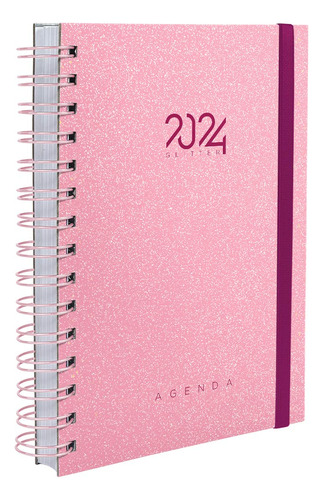 Agenda 2024 Plus Capa Dura Cores Spot Glitter Rosa E Pink