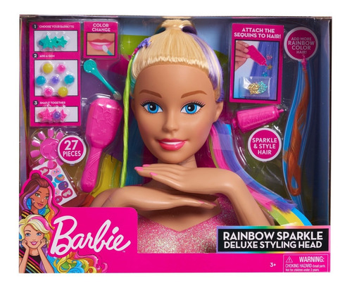 Barbie Cabeza Para Peinar Y Pintar Rubia Deluxe Styling  A  Envío gratis