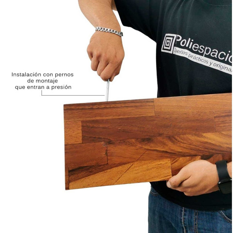 Imagen 6 de 10 de Repisa Flotante Madera Solida Parota Huanacaxtle 60x20 Cm