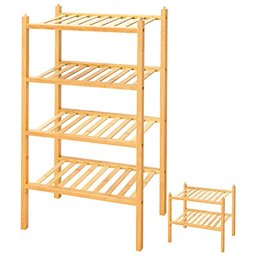 4 Tier ,100% Natural Bamboo Wooden ,stackable ,narrow S...